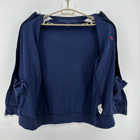 Polo Ralph Lauren Mens Navy White Track Jacket Interlock Full Zip Pony XLT - Picture 10 of 10